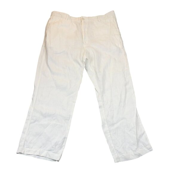 Island Importer Mens 100% Linen Trousers Size 38 White Straight Casual Beach - Picture 1 of 10